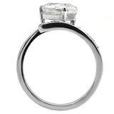 High-Polished Stainless Steel Ring with AAA Grade CZ  in Clear