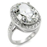 High polished (no plating) Stainless Steel Ring with AAA Grade CZ  in Clear