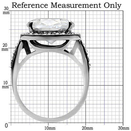 High polished (no plating) Stainless Steel Ring with AAA Grade CZ  in Clear