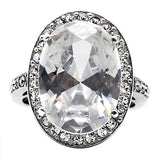 High polished (no plating) Stainless Steel Ring with AAA Grade CZ  in Clear