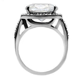 High polished (no plating) Stainless Steel Ring with AAA Grade CZ  in Clear