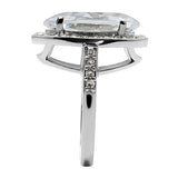 High polished (no plating) Stainless Steel Ring with AAA Grade CZ  in Clear