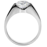 High polished (no plating) Stainless Steel Ring with AAA Grade CZ  in Clear