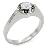 High polished (no plating) Stainless Steel Ring with AAA Grade CZ  in Clear