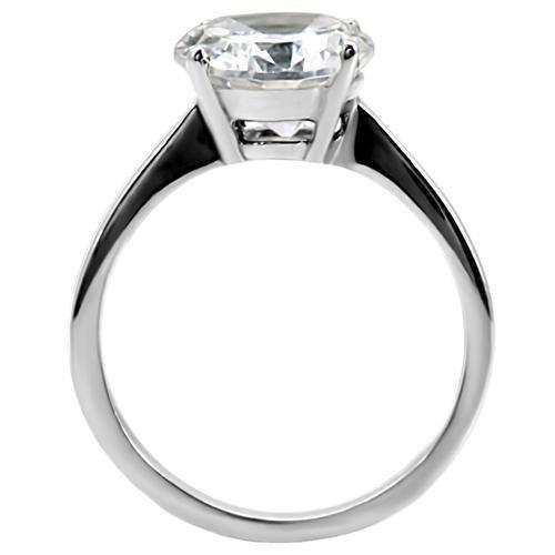 High polished (no plating) Stainless Steel Ring with AAA Grade CZ  in Clear