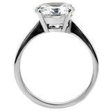 High polished (no plating) Stainless Steel Ring with AAA Grade CZ  in Clear