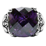High polished (no plating) Stainless Steel Ring with AAA Grade CZ  in Amethyst