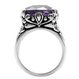High polished (no plating) Stainless Steel Ring with AAA Grade CZ  in Amethyst