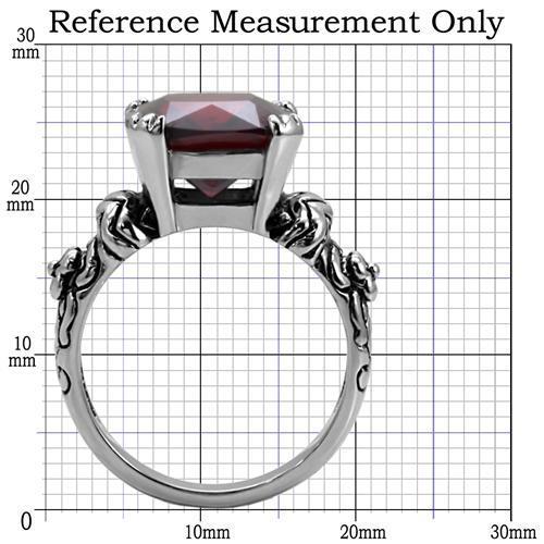 High polished (no plating) Stainless Steel Ring with AAA Grade CZ  in Garnet