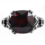 High polished (no plating) Stainless Steel Ring with AAA Grade CZ  in Garnet