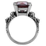 High polished (no plating) Stainless Steel Ring with AAA Grade CZ  in Garnet
