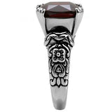 High polished (no plating) Stainless Steel Ring with AAA Grade CZ  in Garnet
