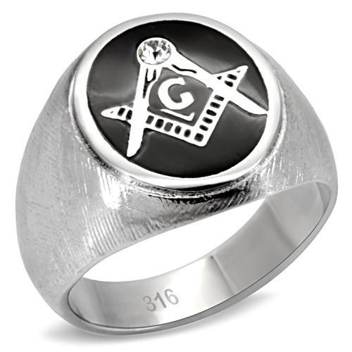 High polished (no plating) Stainless Steel Ring with Top Grade Crystal  in Clear