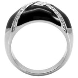 High polished (no plating) Stainless Steel Ring with Top Grade Crystal  in Clear