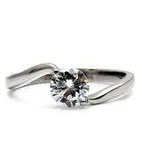 High polished (no plating) Stainless Steel Ring with AAA Grade CZ  in Clear