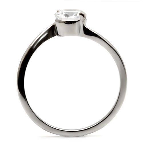 High polished (no plating) Stainless Steel Ring with AAA Grade CZ  in Clear