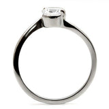 High polished (no plating) Stainless Steel Ring with AAA Grade CZ  in Clear