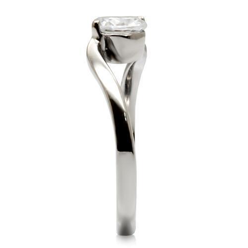 High polished (no plating) Stainless Steel Ring with AAA Grade CZ  in Clear