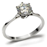 High polished (no plating) Stainless Steel Ring with AAA Grade CZ  in Clear