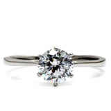High polished (no plating) Stainless Steel Ring with AAA Grade CZ  in Clear