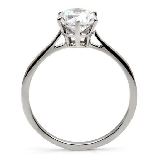High polished (no plating) Stainless Steel Ring with AAA Grade CZ  in Clear