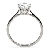 High polished (no plating) Stainless Steel Ring with AAA Grade CZ  in Clear