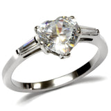 High polished (no plating) Stainless Steel Ring with AAA Grade CZ  in Clear
