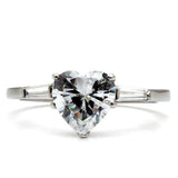 High polished (no plating) Stainless Steel Ring with AAA Grade CZ  in Clear