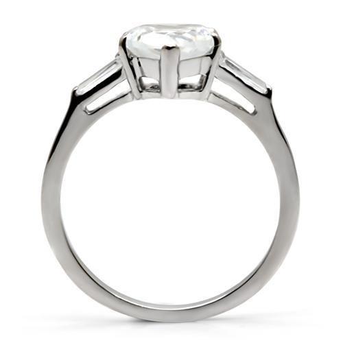 High polished (no plating) Stainless Steel Ring with AAA Grade CZ  in Clear