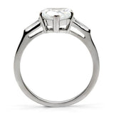 High polished (no plating) Stainless Steel Ring with AAA Grade CZ  in Clear