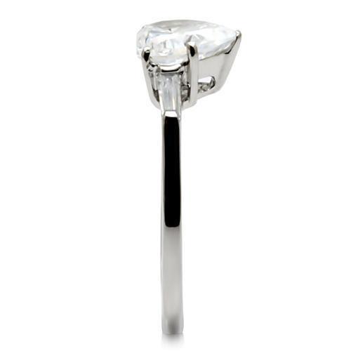 High polished (no plating) Stainless Steel Ring with AAA Grade CZ  in Clear