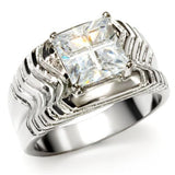 High polished (no plating) Stainless Steel Ring with AAA Grade CZ  in Clear