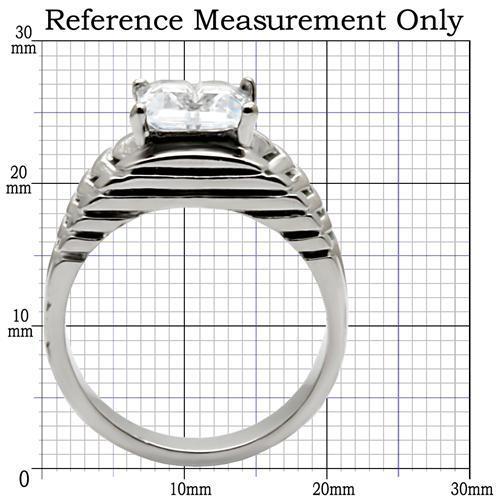 High polished (no plating) Stainless Steel Ring with AAA Grade CZ  in Clear