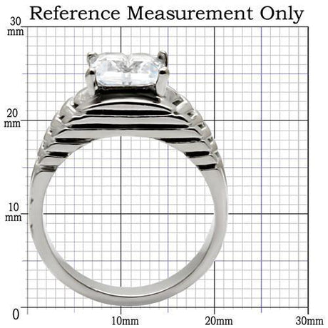 High polished (no plating) Stainless Steel Ring with AAA Grade CZ  in Clear