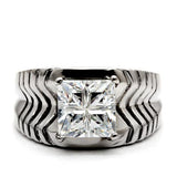 High polished (no plating) Stainless Steel Ring with AAA Grade CZ  in Clear