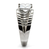 High polished (no plating) Stainless Steel Ring with AAA Grade CZ  in Clear