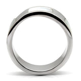 High polished (no plating) Stainless Steel Ring with Precious Stone Conch in White