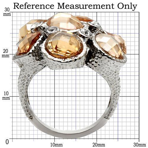 High polished (no plating) Stainless Steel Ring with AAA Grade CZ  in Champagne