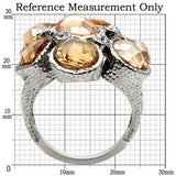 High polished (no plating) Stainless Steel Ring with AAA Grade CZ  in Champagne