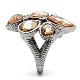 High polished (no plating) Stainless Steel Ring with AAA Grade CZ  in Champagne