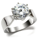 High polished (no plating) Stainless Steel Ring with AAA Grade CZ  in Clear