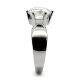 High polished (no plating) Stainless Steel Ring with AAA Grade CZ  in Clear