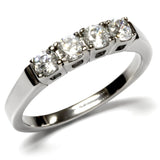High polished (no plating) Stainless Steel Ring with AAA Grade CZ  in Clear