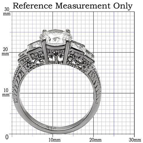 High polished (no plating) Stainless Steel Ring with AAA Grade CZ  in Clear