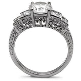 High polished (no plating) Stainless Steel Ring with AAA Grade CZ  in Clear