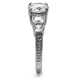 High polished (no plating) Stainless Steel Ring with AAA Grade CZ  in Clear