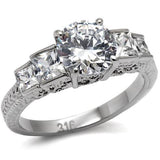 High polished (no plating) Stainless Steel Ring with AAA Grade CZ  in Clear