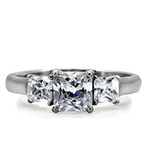 High polished (no plating) Stainless Steel Ring with AAA Grade CZ  in Clear