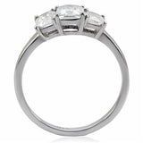 High polished (no plating) Stainless Steel Ring with AAA Grade CZ  in Clear
