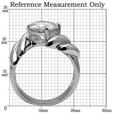 High polished (no plating) Stainless Steel Ring with AAA Grade CZ  in Clear